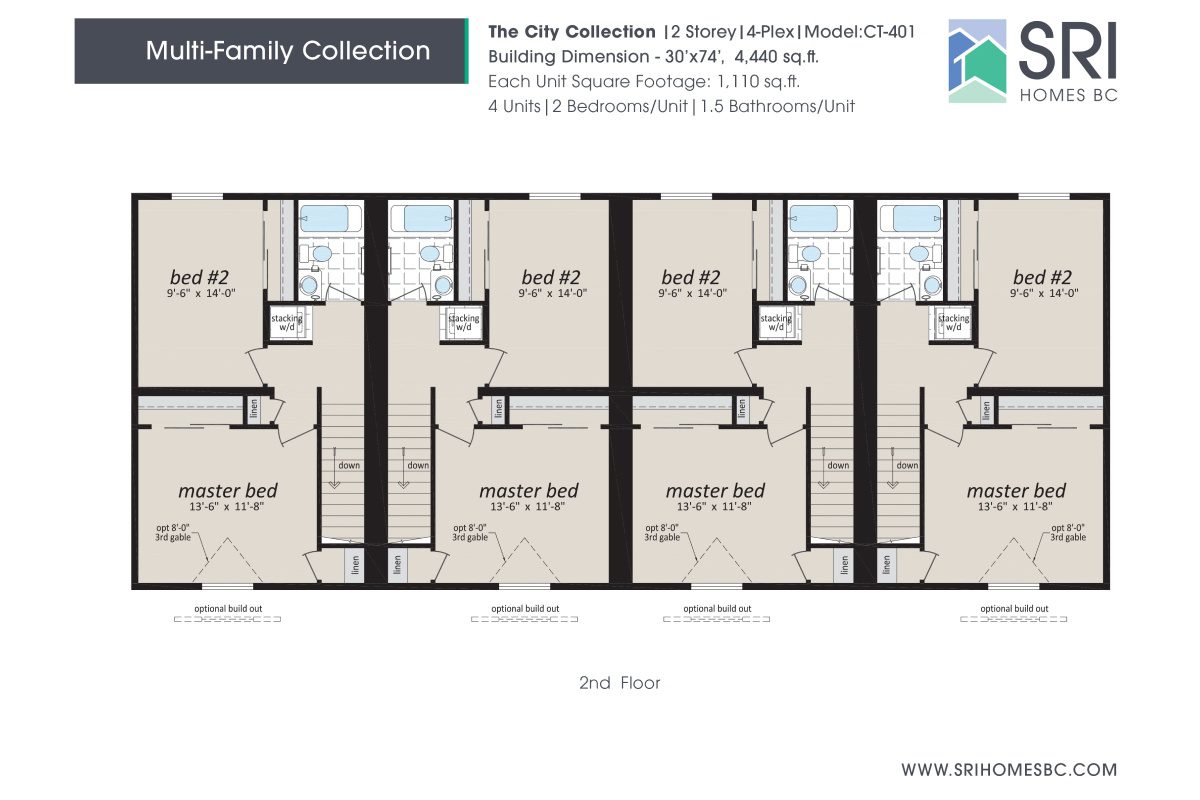Apartment floor plan with two bedrooms.