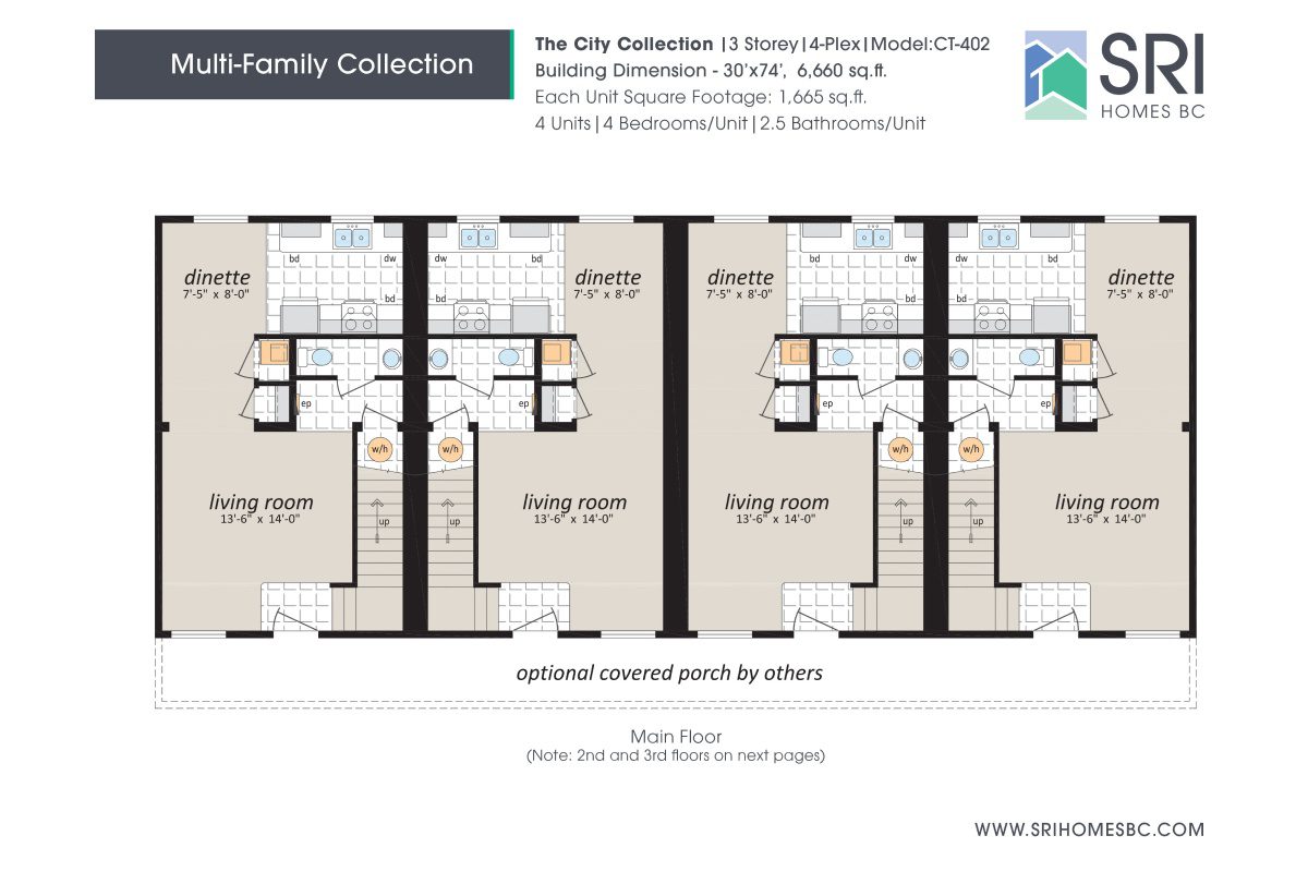 Multi-family home floor plan layout.