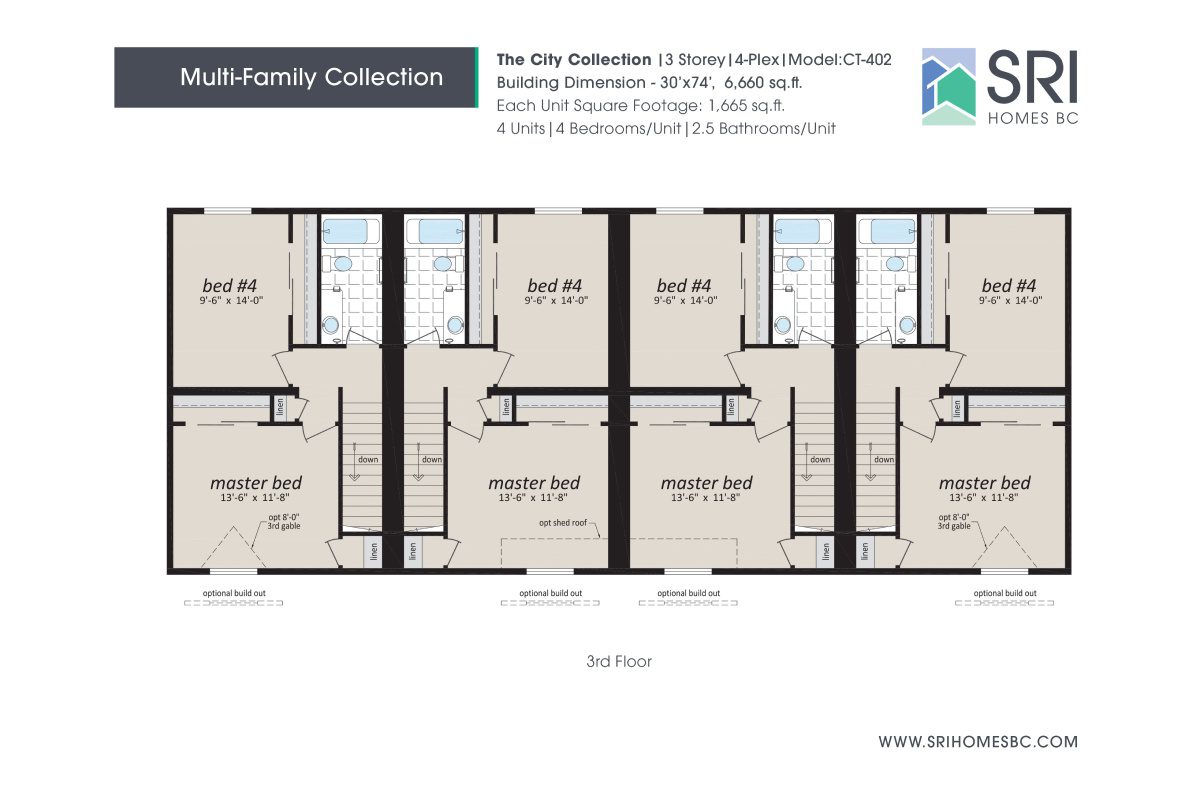 Floor plan of multi-family collection units.