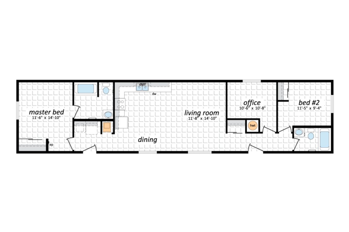 Floor plan with labeled rooms.