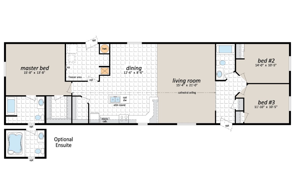 House floor plan with three bedrooms.
