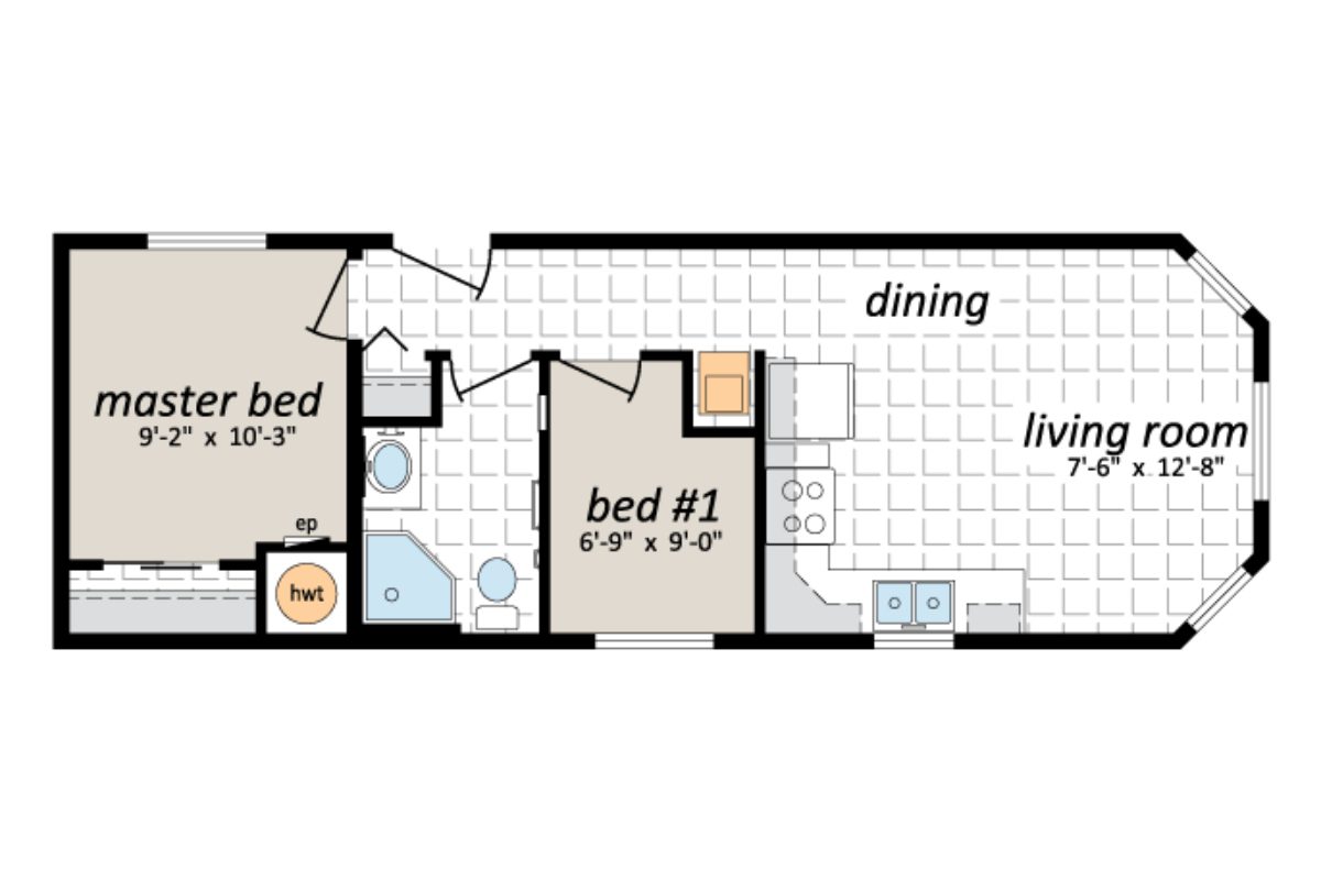 Apartment floor plan with labeled rooms.