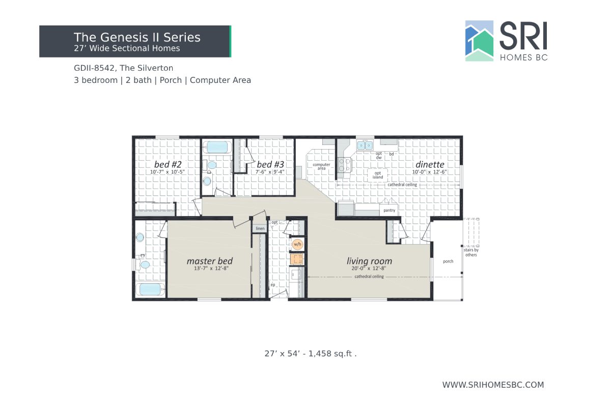 Floor plan of sectional home layout.