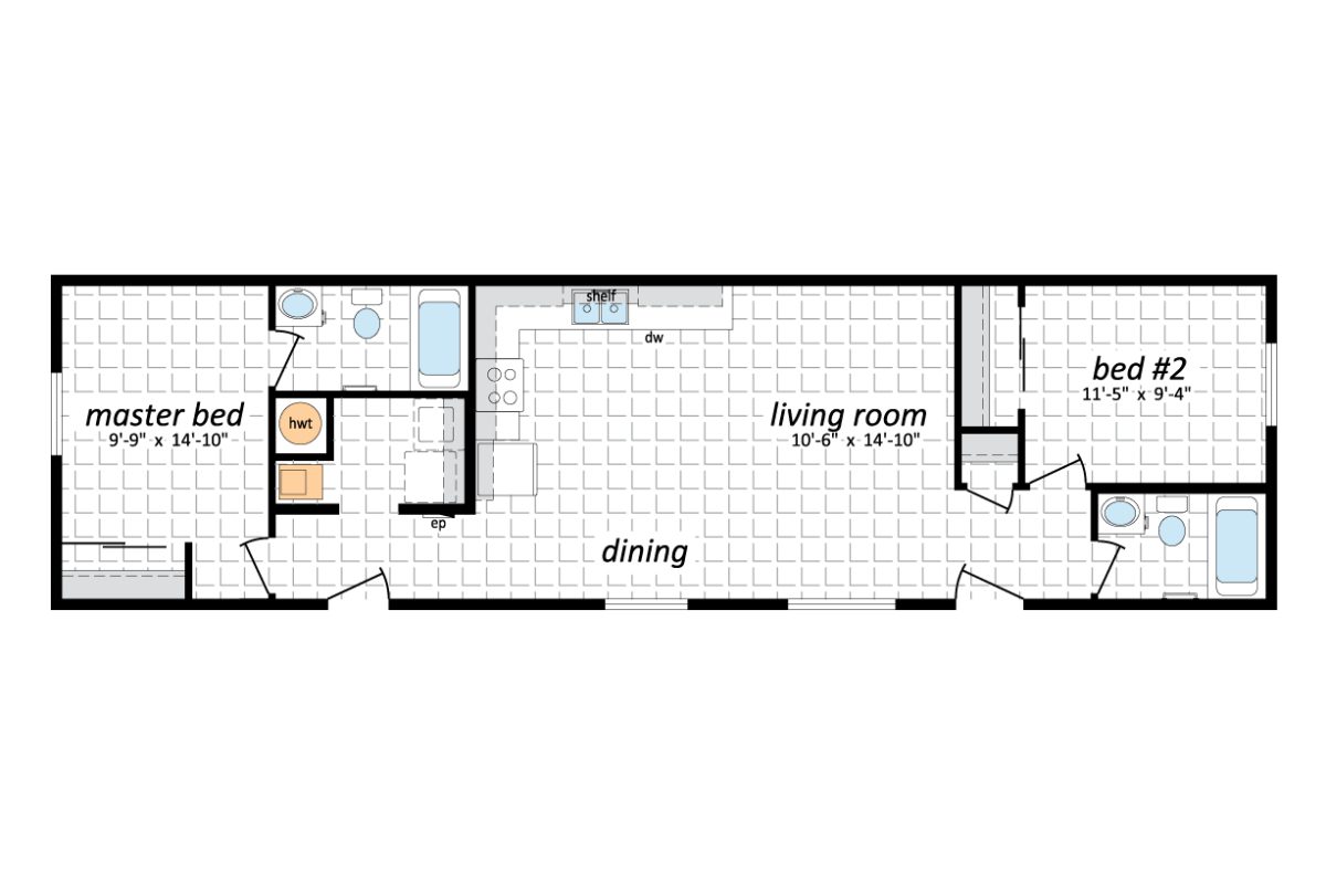 Floor plan with bedrooms and living areas.