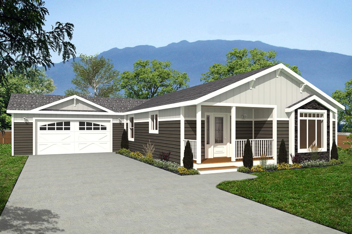 Modern single-story house with garage and driveway.