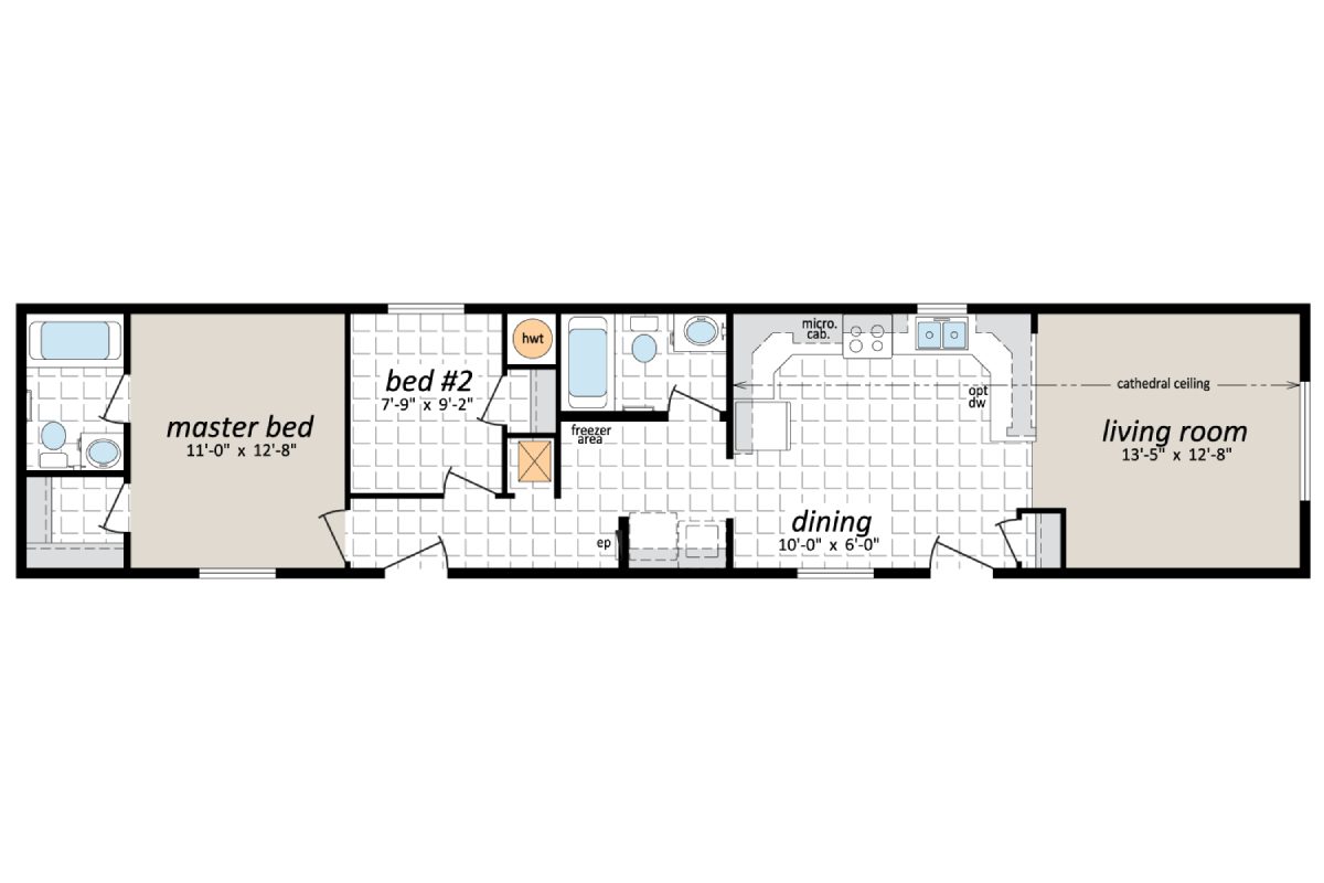 Floor plan with labeled rooms and dimensions.