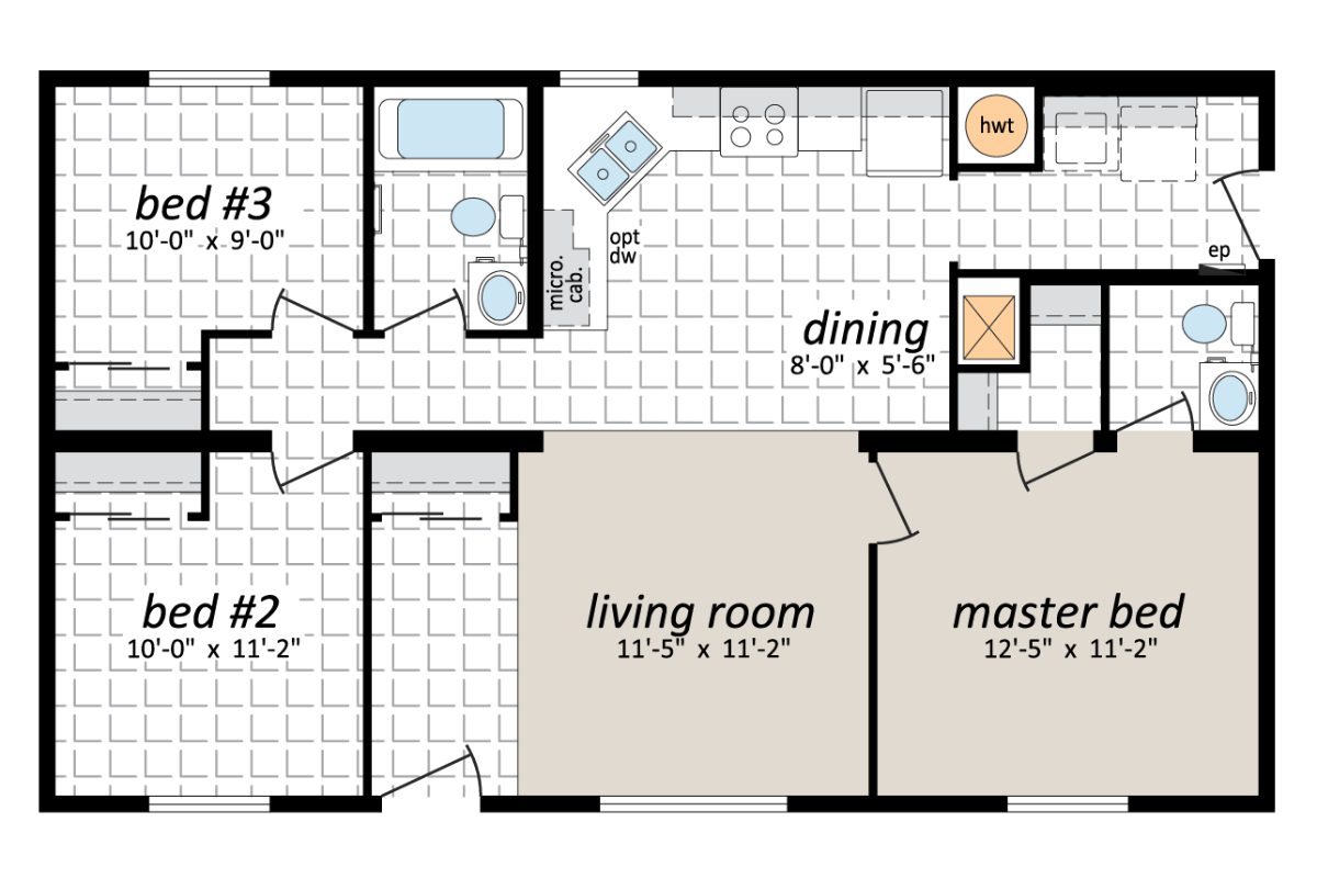 Apartment floor plan with labeled rooms.