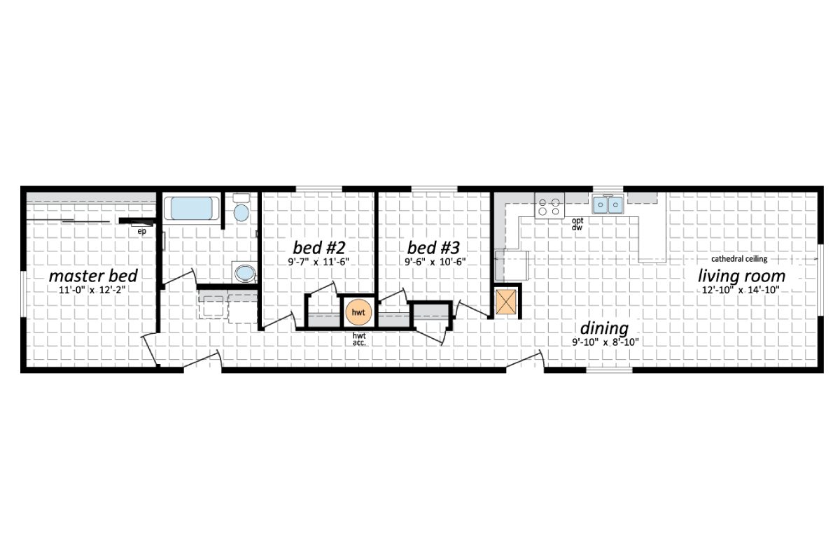 Floor plan with bedrooms and living area.