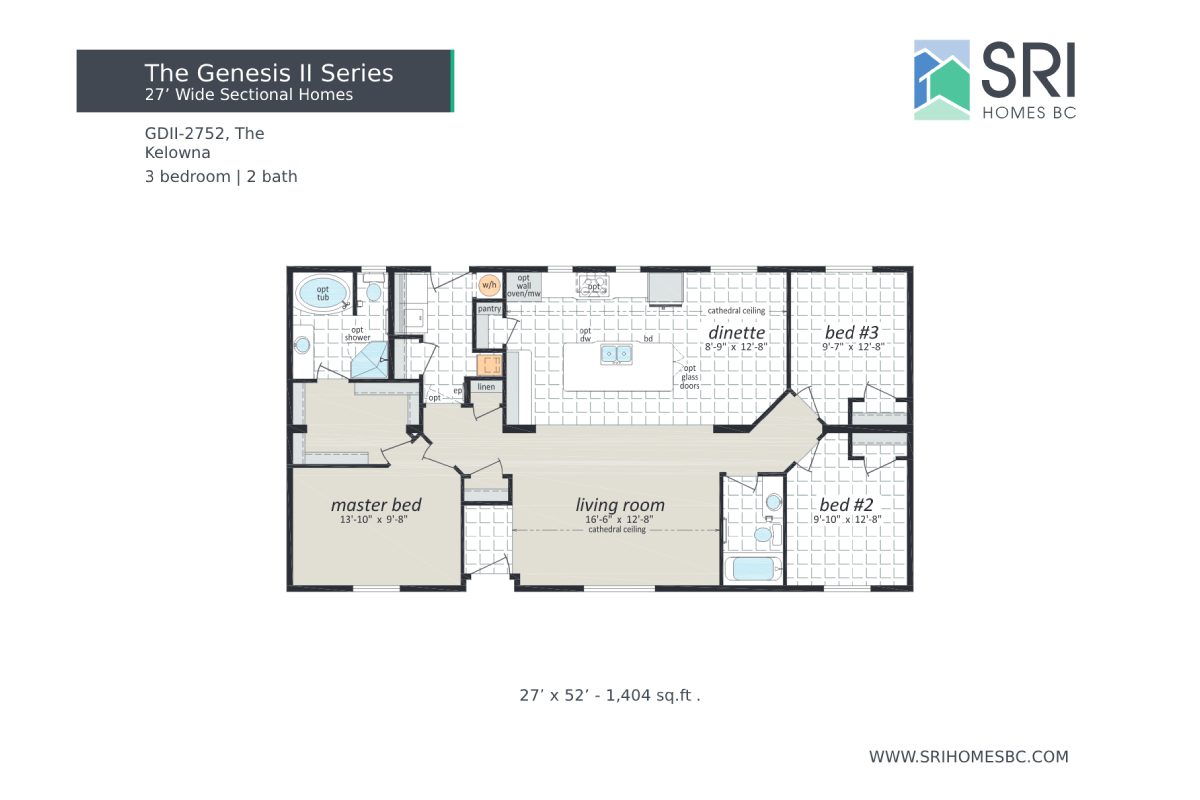 Floor plan of a three-bedroom home.