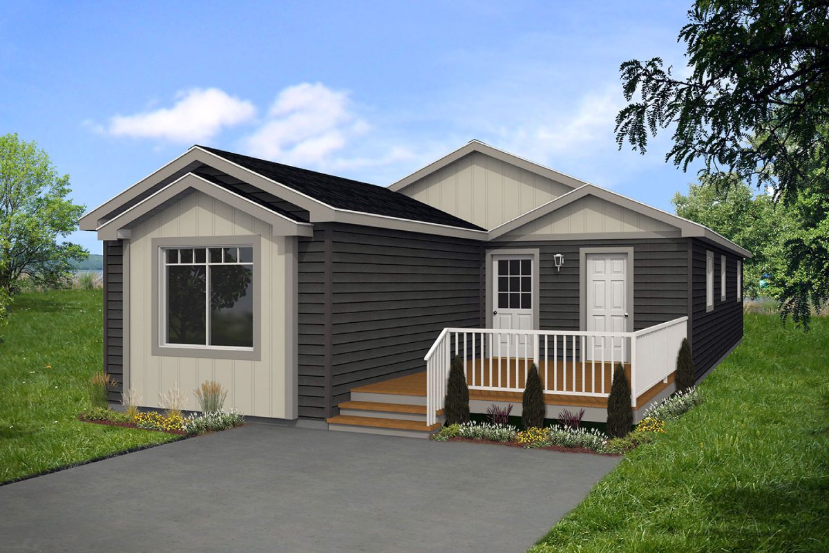 Small modern house with front porch.