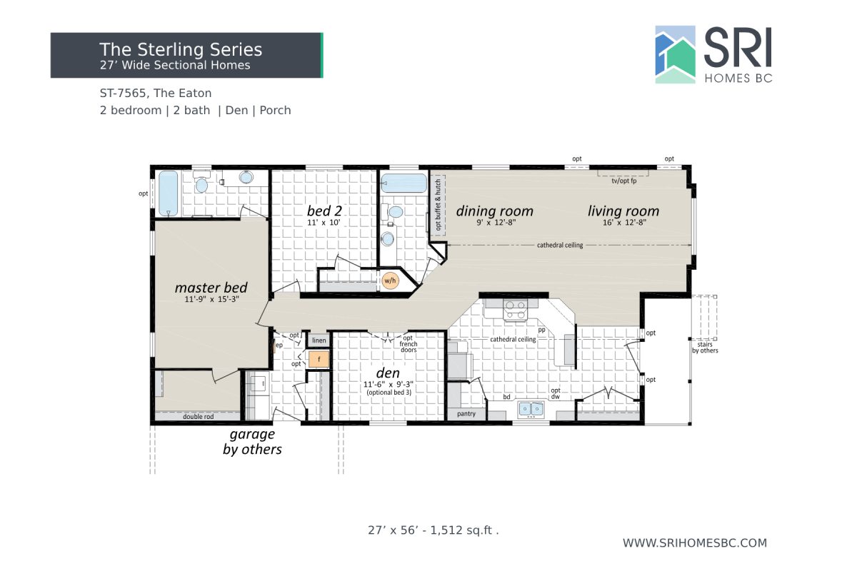 Floor plan of a two-bedroom home.