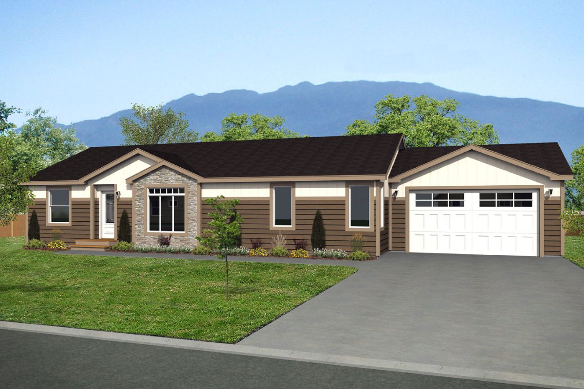 Modern suburban house with attached garage.