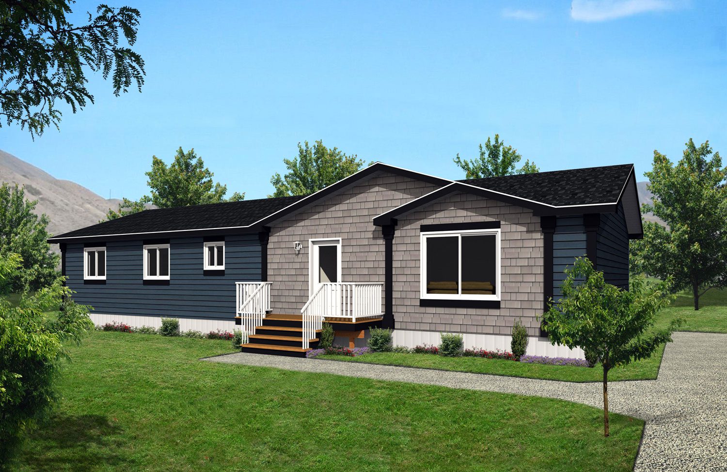 Multi Section Series 28wide MS-2857 3Bdrm 2Bath Den Outside