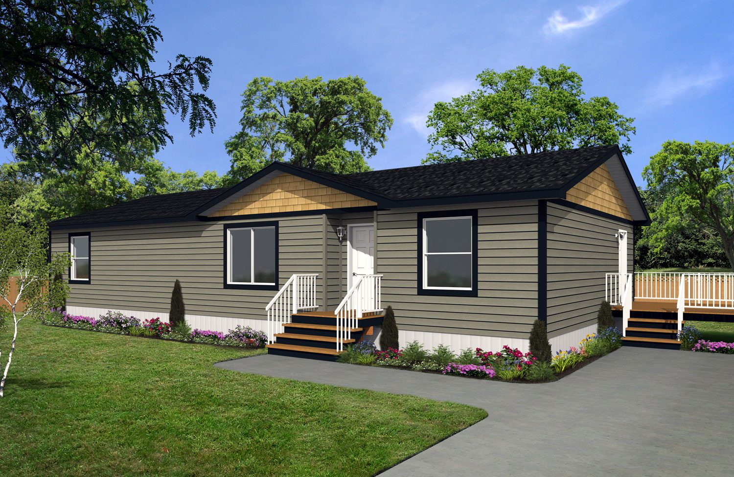 Multi Section Series 28wide MS-2859 3Bdrm 2Bath Flex room Outside