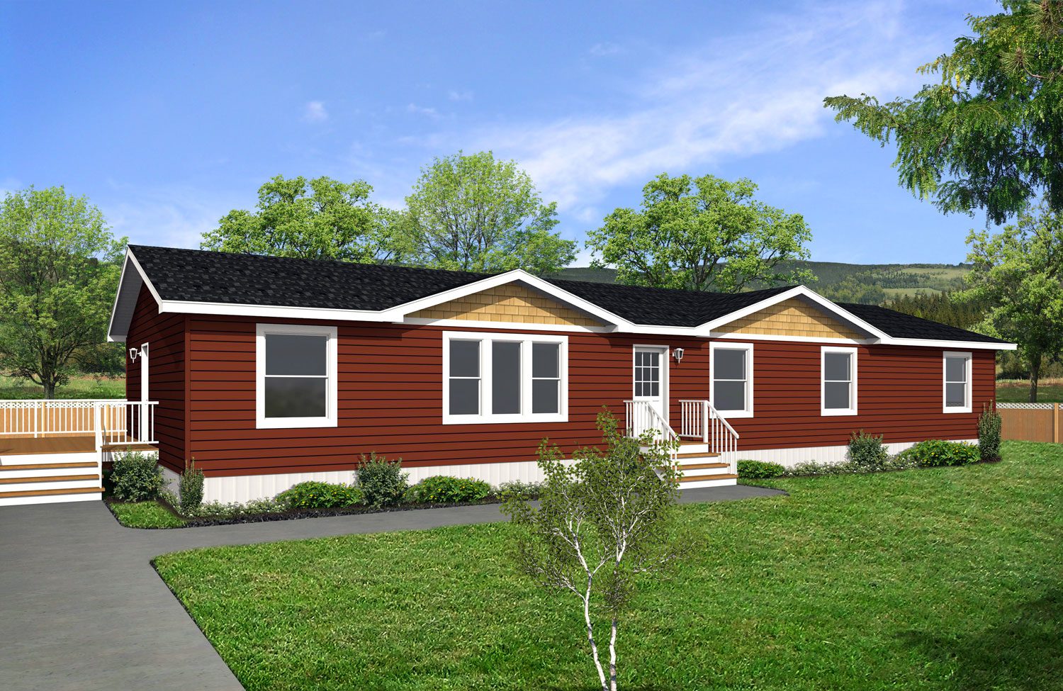 Multi Section Series 28wide MS-2865 4Bdrm 2Bath Family & Flex room Outside