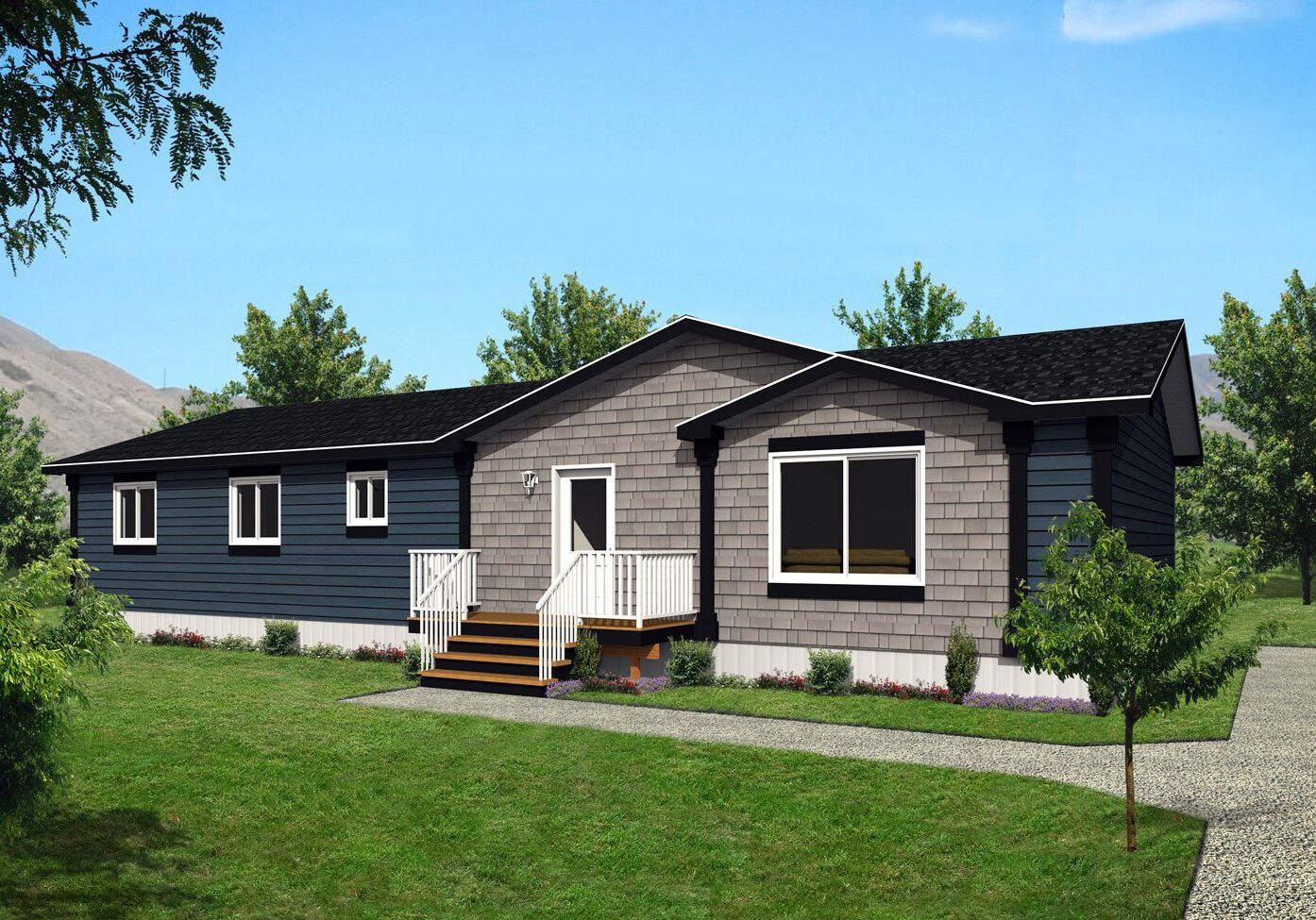 Multi Section Series 28wide MS-2857 3Bdrm 2Bath Den Outside